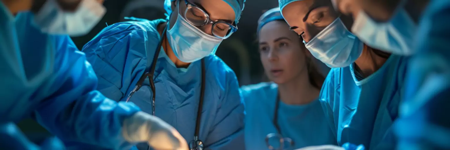 Photographie de l'équipe médicale en pleine intervention au bloc opératoire